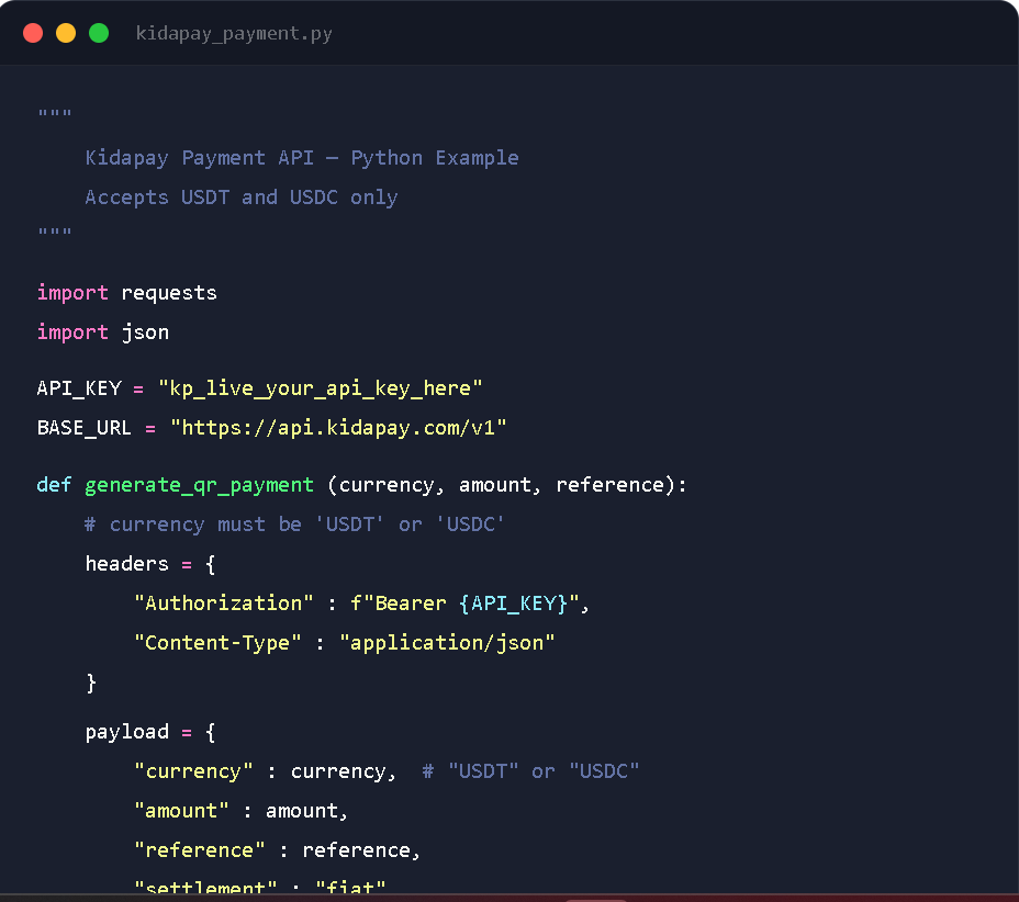 KidaPay API Documentation